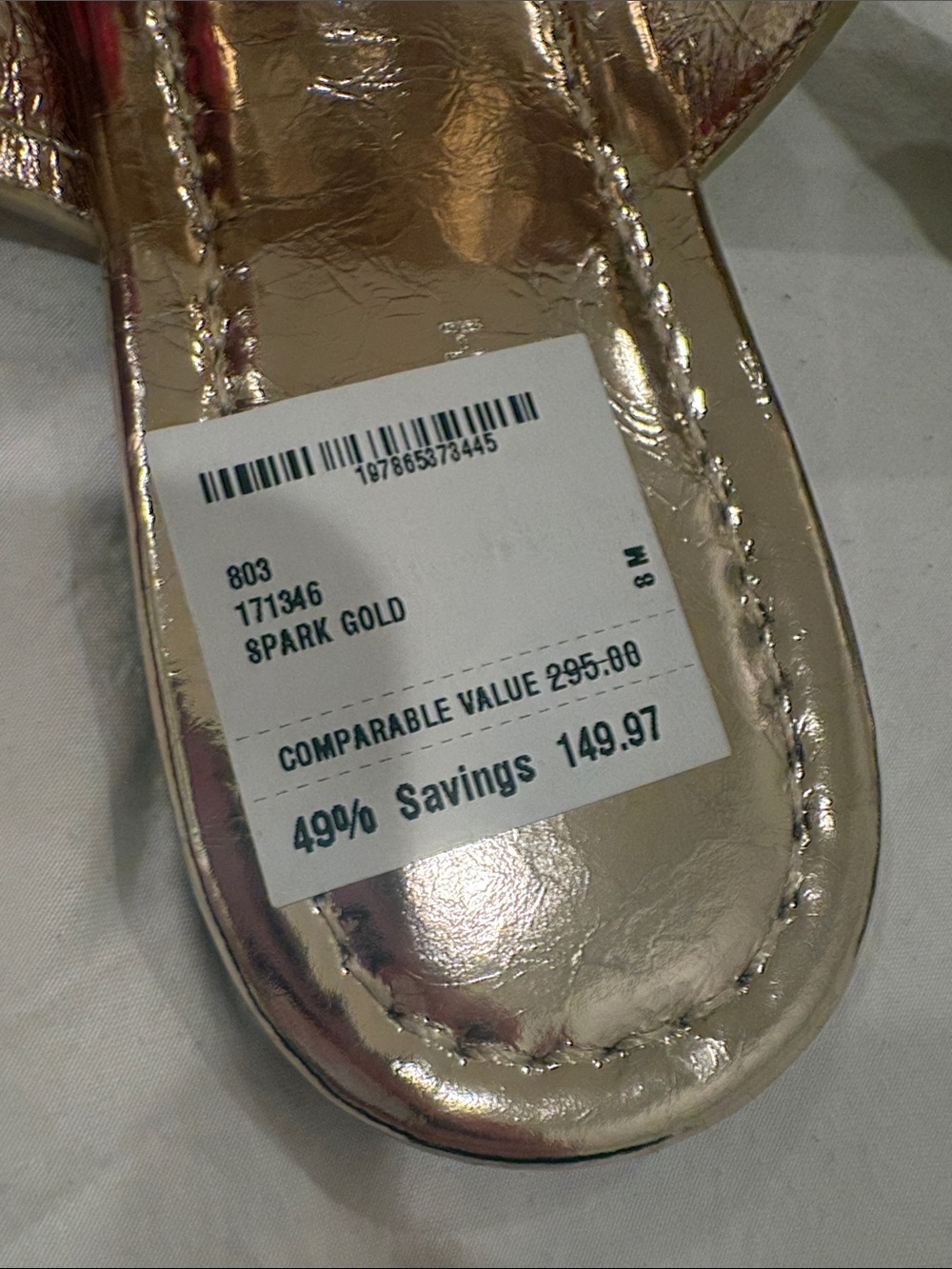 Tory Burch Metallic Gold Thong Sandals with Logo Buckle - Picture 3 of 5